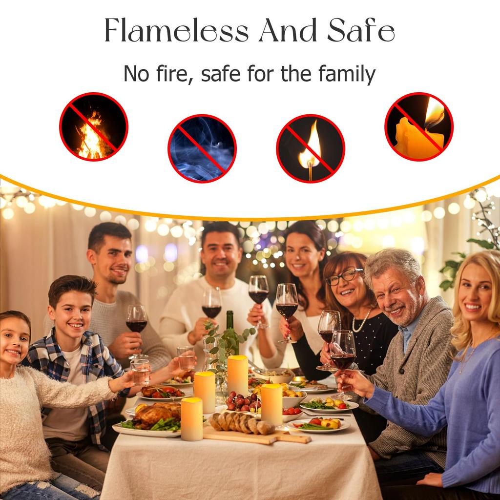 PChero Waterproof LED Candle Lights, Relaxing Warm White Light for Baths, Safe, Energy-Saving, with Remote Control, Suitable for Outdoors, Camping,