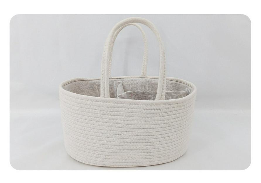 Large Woven Cotton Rope Storage Basket for Infant and Toddler Supplies