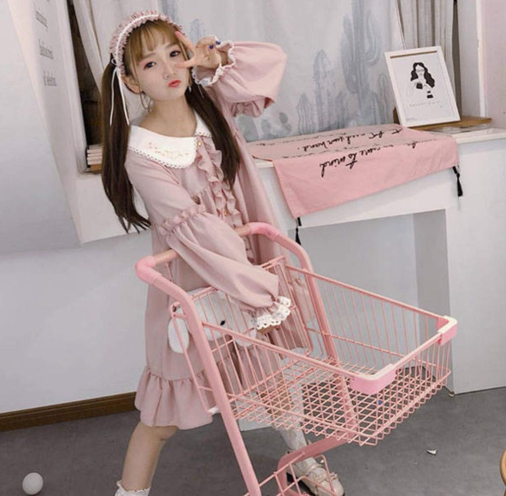 Lady Lazy Lolita Rochie cu mânecă lungă Fusta dintr-o bucată deasupra genunchiului Loli Frill Costume Photography Sweet Loli Princess Cosplay Anime Crossdressing
