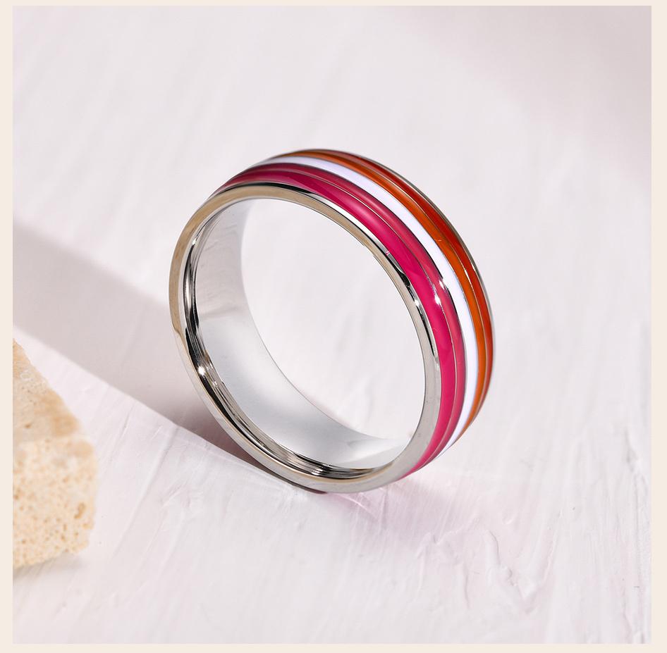 Edelstahl Lesbischer LGBT Ring für Frauen Paar, Pride Liebe Versprechen Band Streifen Flaggenfarbe Verlobungsringe