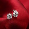 Copper Color 5mm Round Mosang Stone Stud Earrings For Women Wedding Engagement Jewelry For Bridal Shiny Zircon Earring