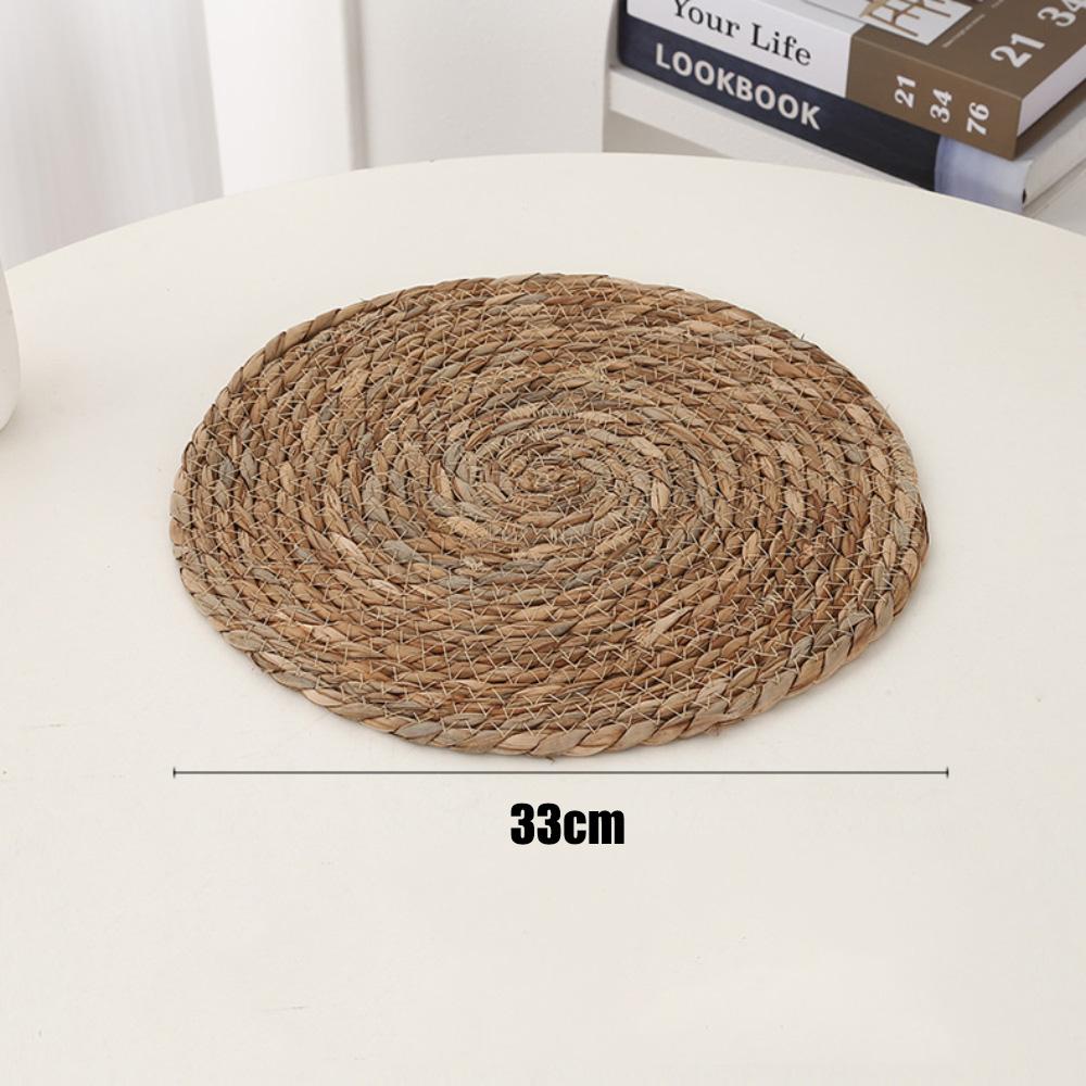 Definiertes Deco Geflochtenes Platzset Set von 1-4 Runde Rattantischsets Natürliche Wasserhyazinthe Tischsets für Esstisch, Zuhause, Hochzeit