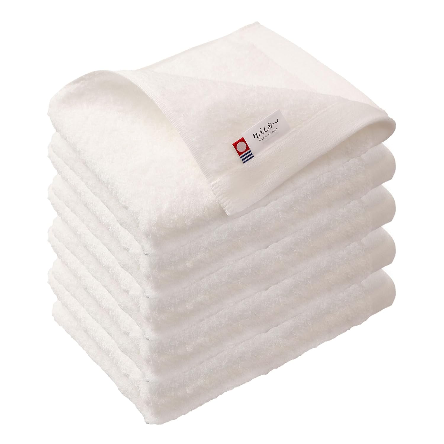 Imabari Towel nico Face Set 5 Resort Hotel 34x85cm Soft Texture High Quality Standard Fluffy Cotton 100 Plain Made Japan (Snow)