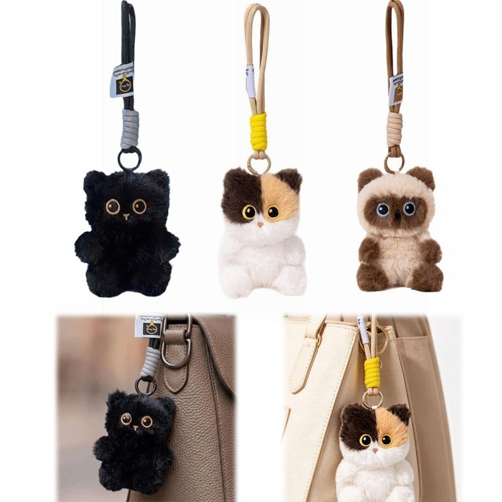 Plush Cat Bag Pendant Soft Fluffy Kitten Key Ring New Plush Cat Keychain Car Keys