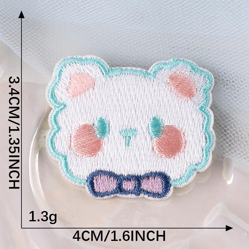 Cartoon Embroidery Label Cute Animal Avatar Badge Cloth Label Clothing Accessories Patch Decoration Self-Adhesive Embroidery Cloth Sticker
