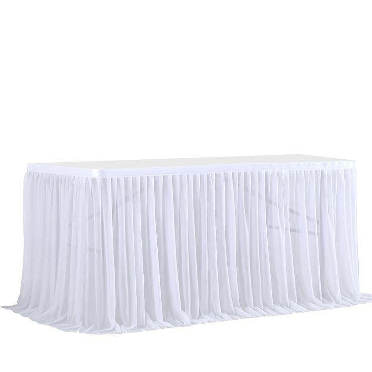 Table Skirt Pleated Table Circumference Birthday Party Wedding Decoration Ruffle Edge Elastic Thin Gauze Table Skirt Tulle