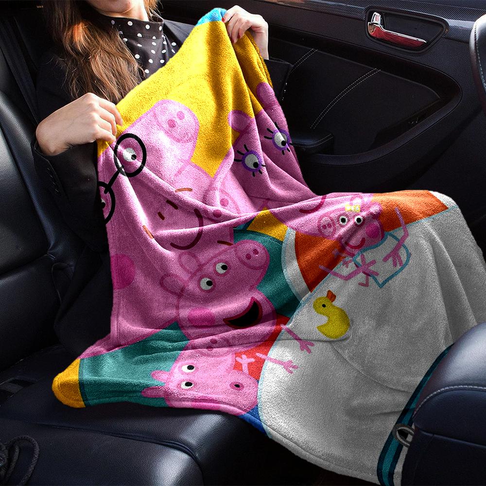 Peppa Pig Theme Printed Blanket - Perfect for Couch, Bed, Travel & Outdoor Use | Machine Washable, Cozy & Durable.