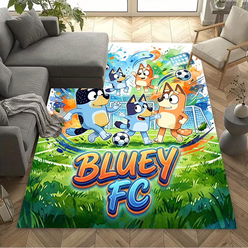 Bluey's Soccer Adventure Personalized Text Area Rug Suitable for Living Rooms Game Room Decorate room Bedrooms Antislip Carpet Anime Office Decor