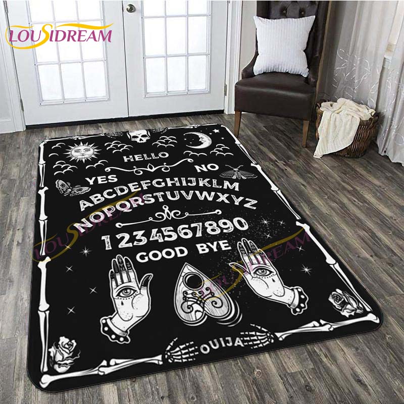 Koberec Lebka a růže Květinový koberec Lebka do obývacího pokoje Ložnice Herna Červená růže Koberec na podlaze Koberec Wicca Area Home Dekor