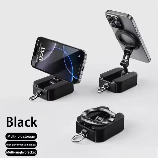 Car Magnetic Phone Stand Mount Foldable Extendable Portable Travel Holder for Airplane Train Magnet Travel Phone Holder чёрный