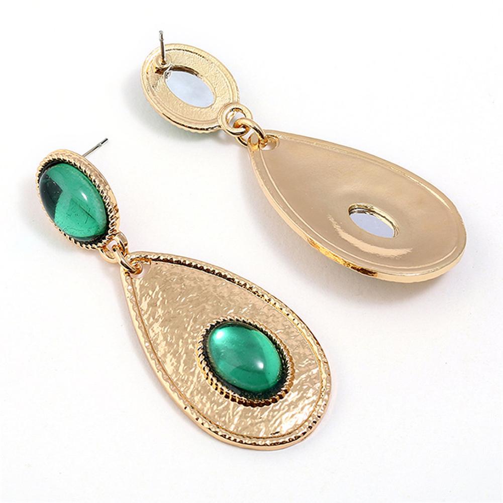 Women s Fashion Accessory Vintage Design Round Shape Drop Earrings Jewelry (Green)