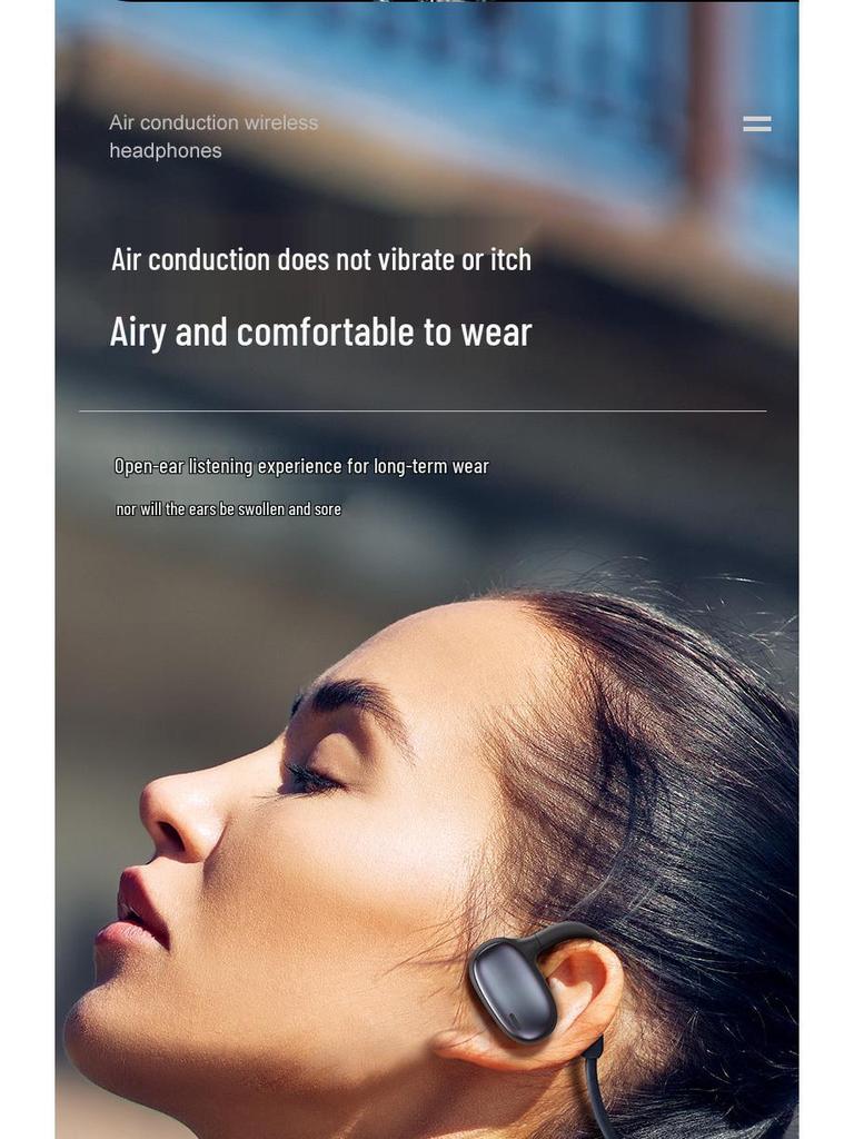 Słuchawki sportowe Bluetooth z przewodnictwem powietrznym: Wodoodporny, Odporny na pot, Konstrukcja z zaczepem na ucho, Długa żywotność baterii