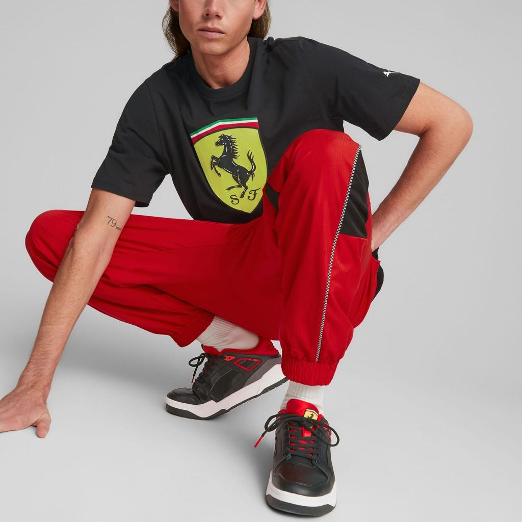 Puma X Ferrari Active Sports Kolaborace Velké Logo Ležérní Tričko s Krátkým Rukávem a Kulatým Výstřihem Pánské Topy Černé 538175-01
