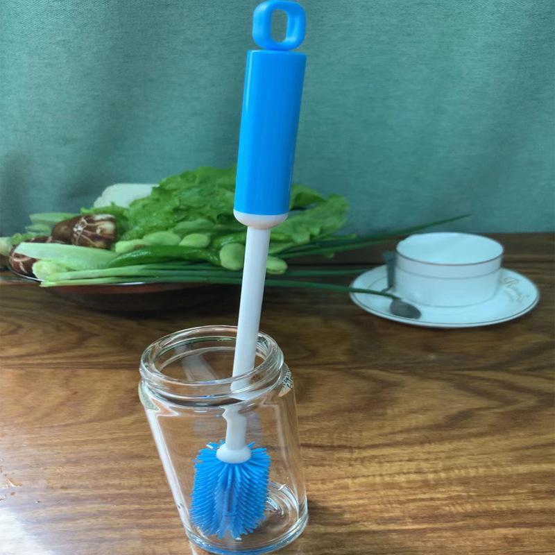 Silicone Cup Brush Long Handle 360 Rotating Cleaning Brush For Bottle Coffee Mug Narrow Jar Multi Purpose Home Kitchen Scrubber