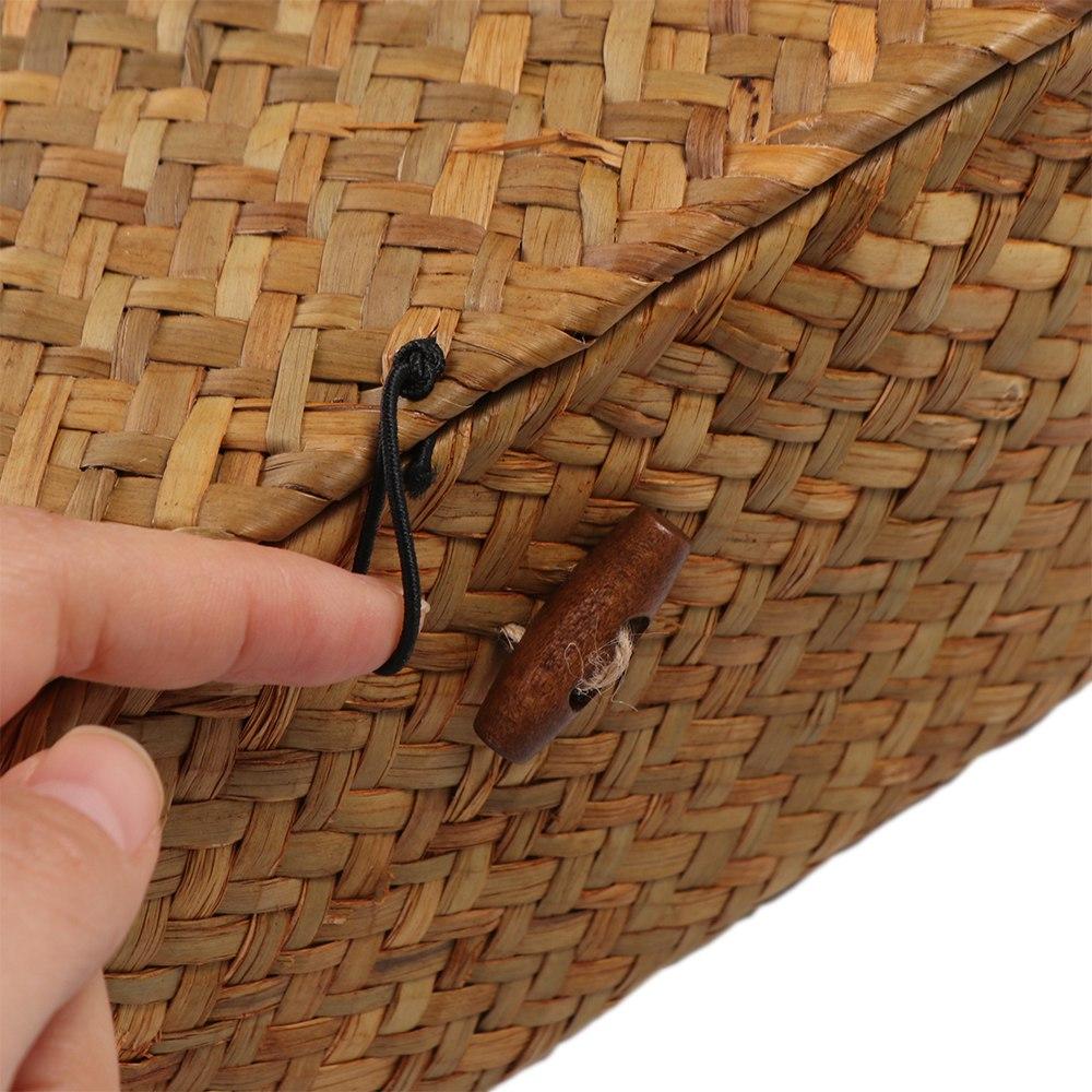 Handmade 3 Grid Handwoven Storage Basket Dustproof Rattan Divider Storage Box  Clothes