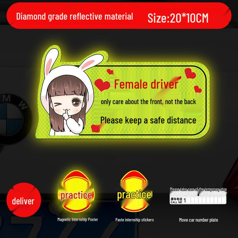 Magnetic Reflective Car Stickers for New Female Drivers