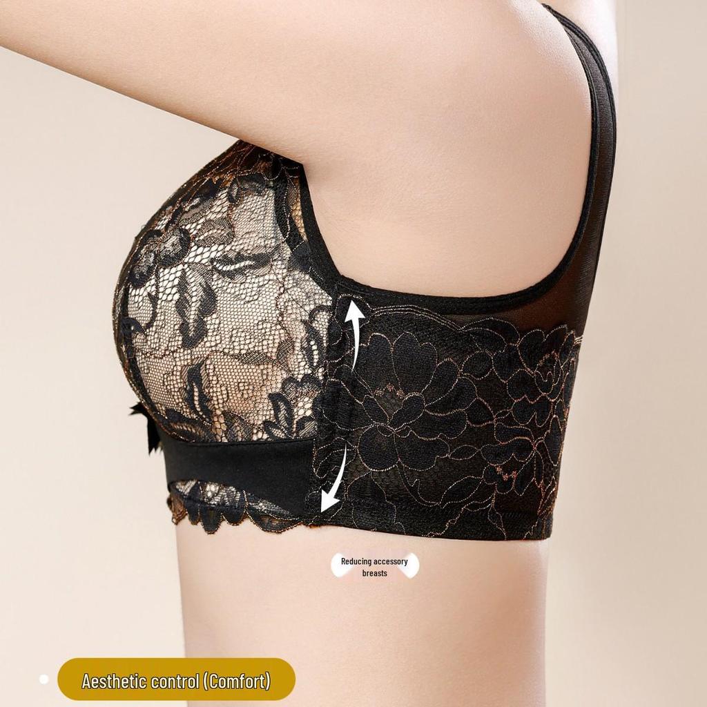 Reggiseno Push-Up Ricamato Stile Cinese: Chiusura anteriore, Sollevamento e Supporto per Seno Piccolo