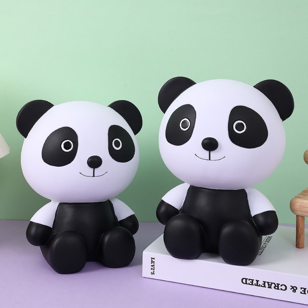 

Cartoon Little Panda Piggy Bank Handmade Desktop Panda Ornament Animal Saving Jar Home Decor