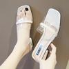 Fashion Outside Slides Indoor Shoes for Women Job Sandals Black Heeled Open Toe Woman Slippers Transparent Shoe Sale Luxury on Promotion