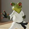 Taekwondo Frog Figurine Black Belt Green Frog Statue Resin Martial Arts Animal Sculpture