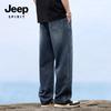 JEEP SPIRIT Men's Autumn Retro Straight-Leg Denim Trousers