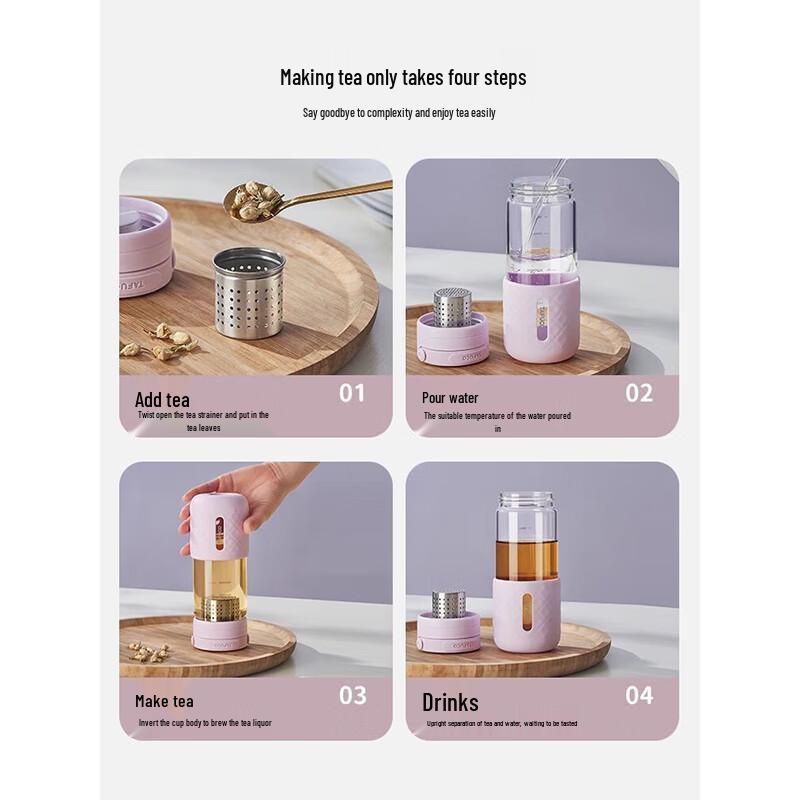 TAFUCO High Borosilicate Glass Tea Infuser Bottle