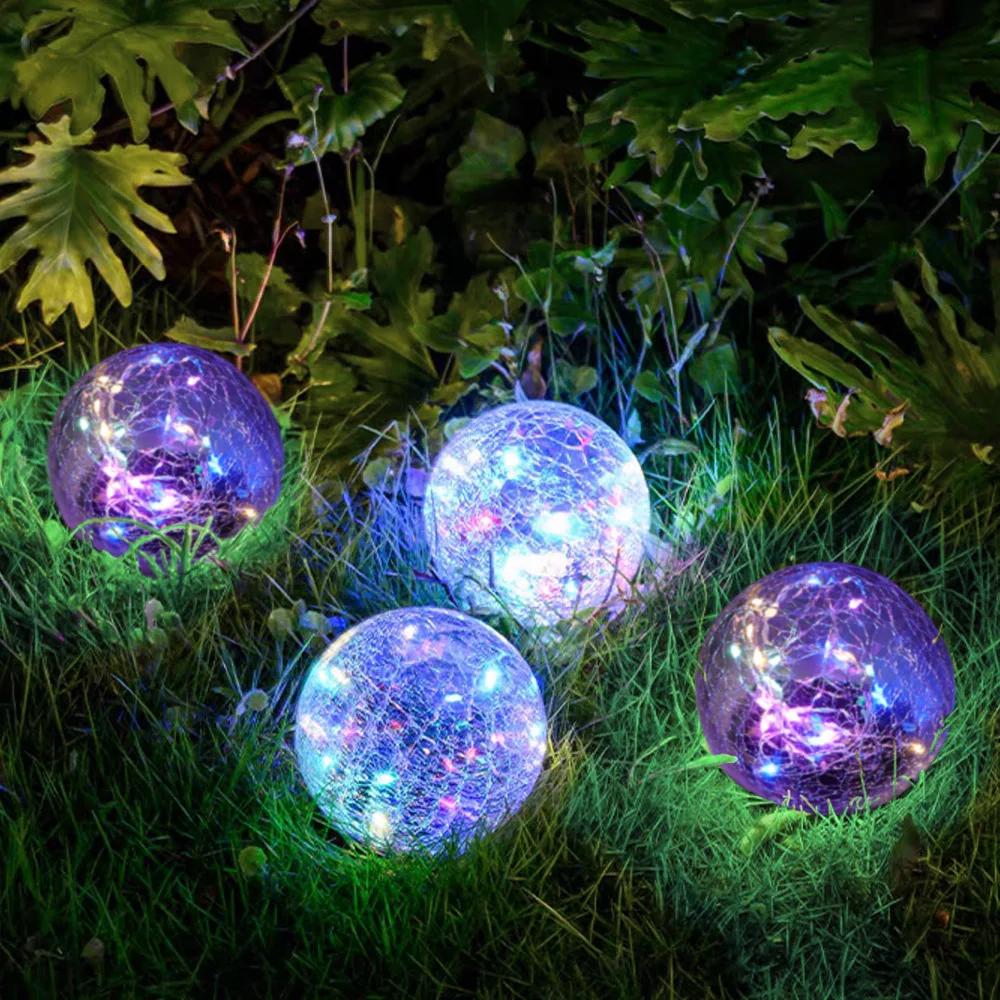 Outdoor Waterproof Led Solar Garden Lights Cracked Glass LED Lights for Walkway Path Patio Park Yard Light Holiday Decoration