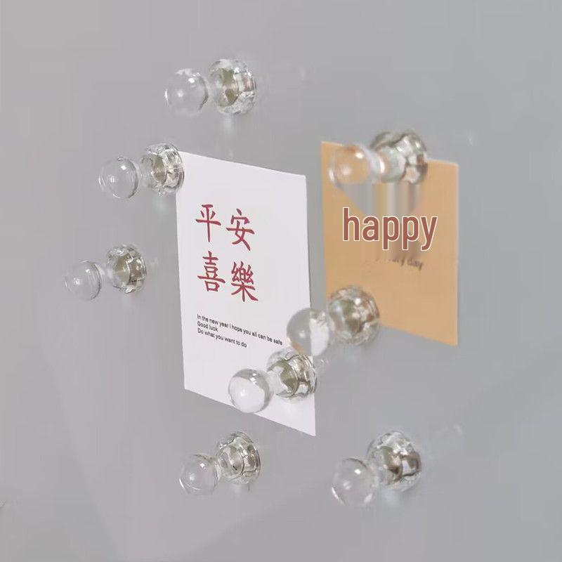 Clear Acrylic Magnetic Push Pins for Fridge & Bulletin Boards