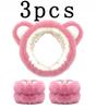 3pcs Cute Cat Ear, Rabbit,Frog, Bear Headband  For Women Girls Spa Washing Face and Makeup Headband Elastic Wrist Strap