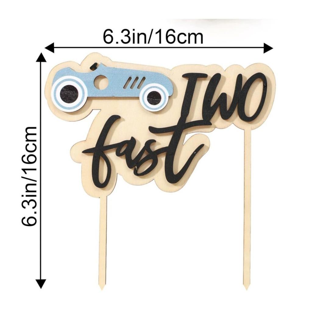 Two Fast Birthday Cake Topper - Wood Race Car Cake Topper,Race Car Second Birthday Party Decorations,Race Car Birthday Cake Topper
