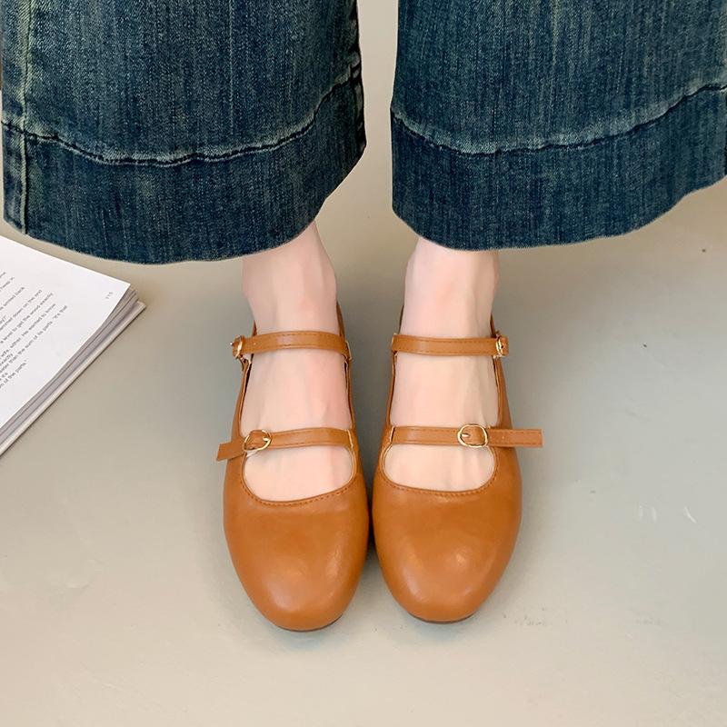 Street Style Silvery Women Mary Jane Shoes Ladies Casual Soft Sole Dress Flats Shoes Elegant Leather Ballet Shoes