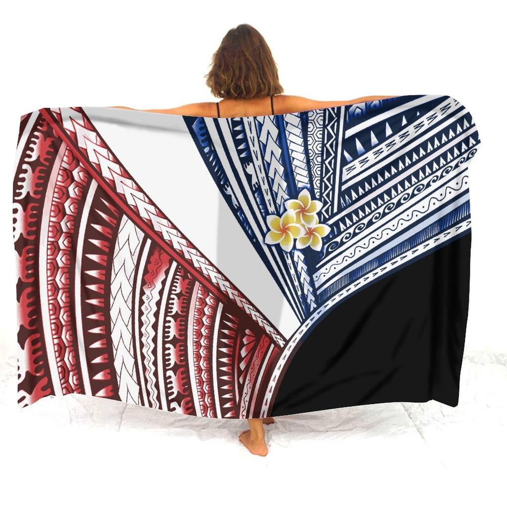 Soft And Comfortable Fabric Summer Beach Holiday Sun Sarong All-In-One Cover Coat Polynesian Print Tailored Women'S Sarong