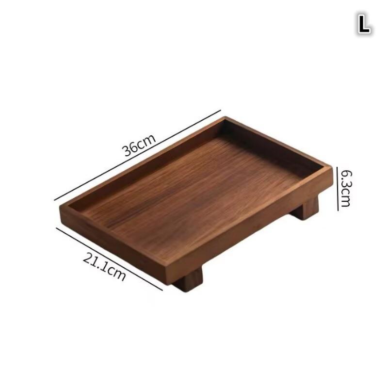 Tableware Solid Walnut Wooden Food Tray Rectangle Dessert Plate Chinese-style Wooden Snack Fruit Tea Saucer Pallet Bread Board