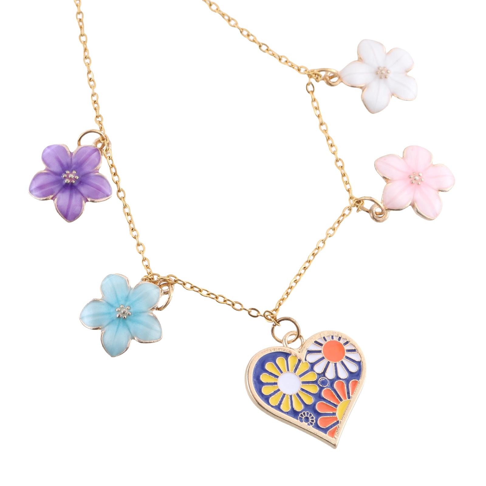 

Elegant Sturdy Alloy Love Heart Floral Pendant Charm Necklace with Stylish Color Jewelry Accessory for Women Ladies синий