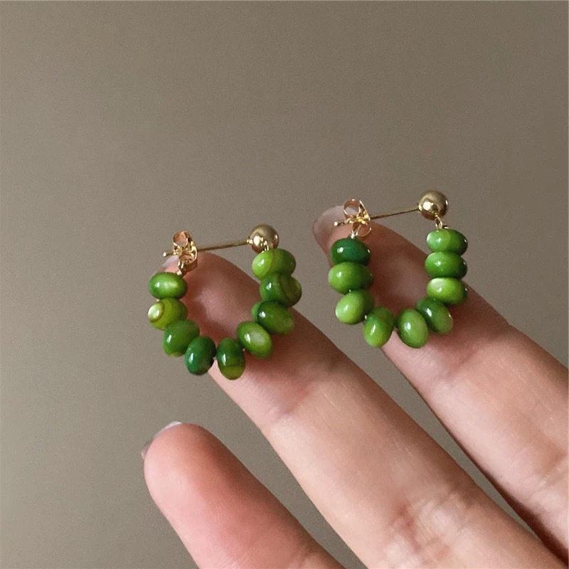 2026 Retro Green Chinese Style Women’s Stud Earrings – Winter's Hot Niche Design