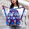 Floral Printed Drawstring Bag Polyester Large Capacity Portable Shopping Bag Lightweight Waterproof Travel Bag Teenage Girls