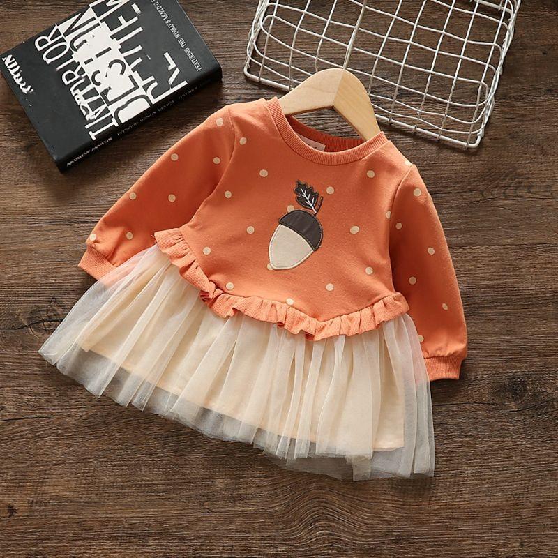 

Girls Spring/Fall Dress Round Neck Cute Long-Sleeve Sweatshirt Dress 130