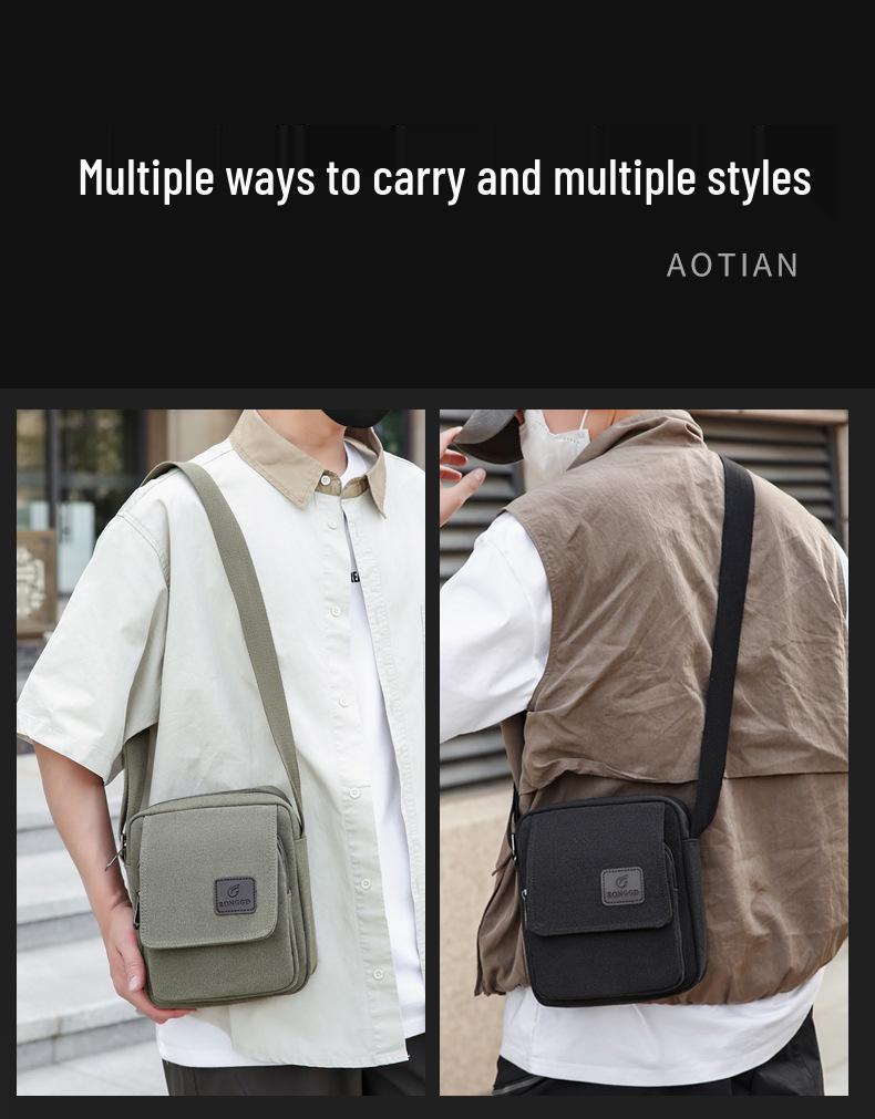 Men's Retro Canvas Crossbody Bag - Small Square Design for Business & Casual Commute