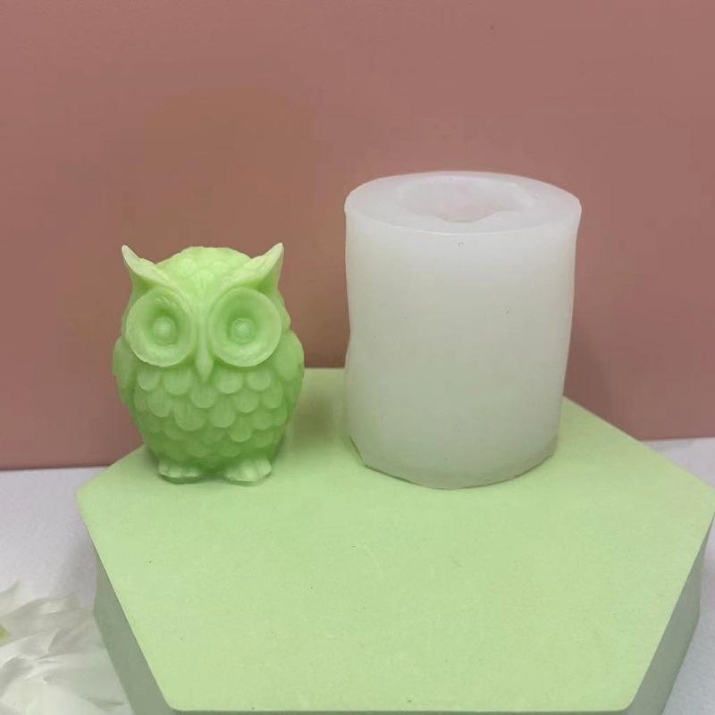 1PC Three-dimensional Owl Scented Candle Silicone Mold DIY Owl Liquid Fondant Cake Decorative Ornament Mold