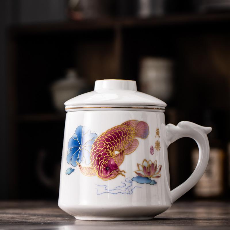 Guochao Office Cup Business Banking Company Festival Activities Gift Set Creative Design Ceramic Water Cup Souvenir