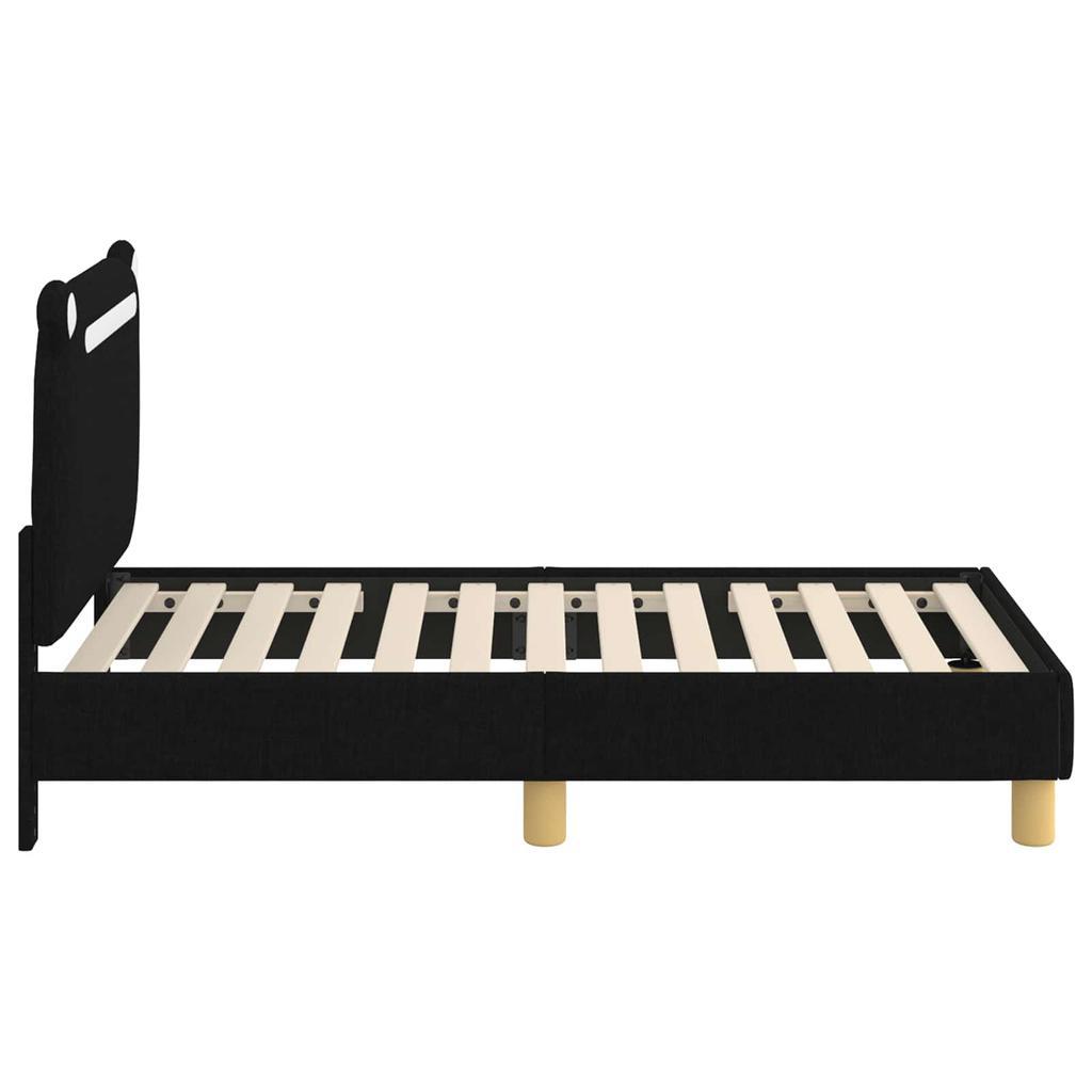 Kids Bed Frame with Headboard Black 70 X 140 Cm Fabric
