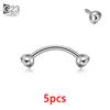 5Pcs G23 Titanium 16G CZ Tragus Eyebrow Piercing Body Jewelry Labret Lip Ring Stud Earrings Septum Nose Rings Internal Thread