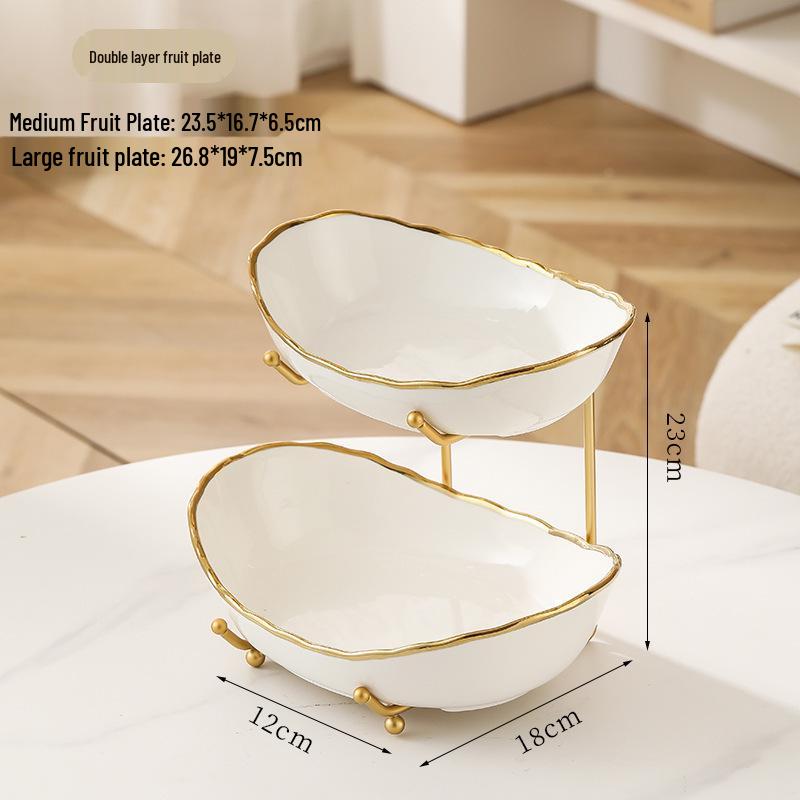 Nordic Double-Layer Ceramic Fruit Bowl and Pastry Stand