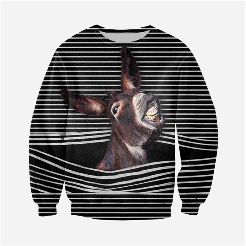 Funny Donkey Sweaters Animal 3D Print Sweatshirts For Men Women Clothing Long Sleeve Pullover New In Hoodies & Sweatshirts 2024