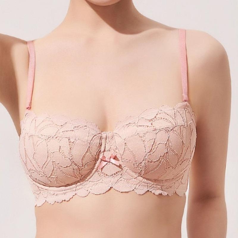 French Lace Seamless Bra Large Breasts Make You Look Smaller Ultra-thin Small Breasts Push-up Anti-sagging Nude Bra