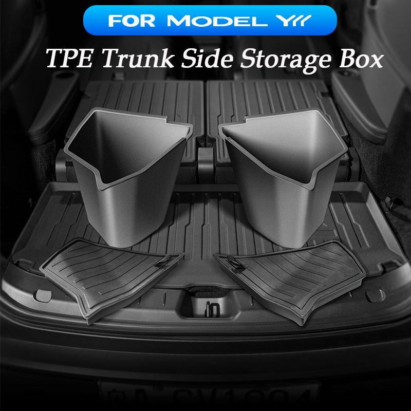 For Tesla Model Yl Launch  Rear Trunk Side Storage Bucket Left Right Organizer Box Waterproof Car Cargo Storage Container