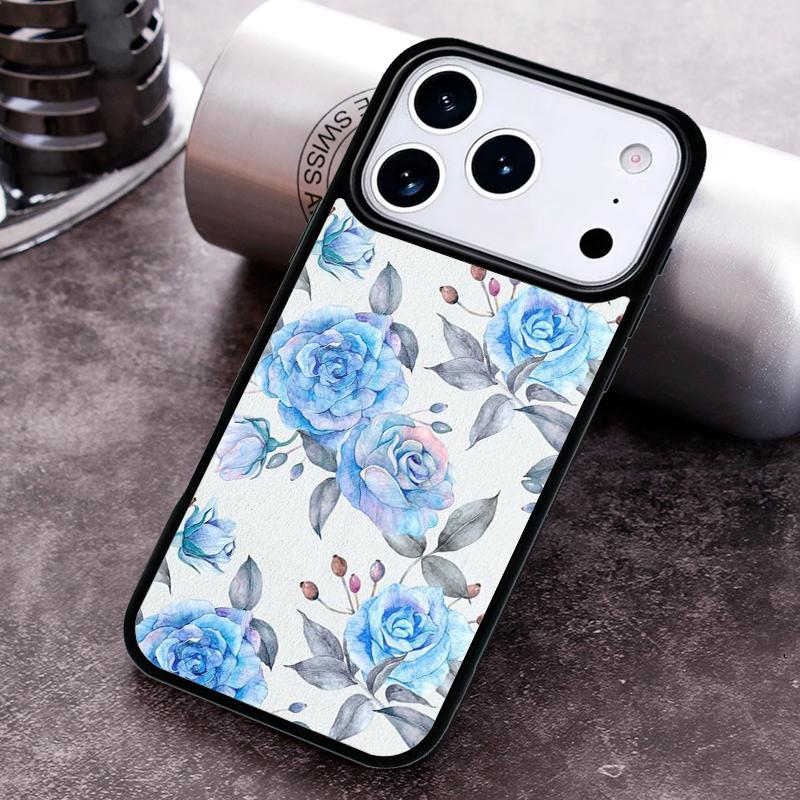 Blue Rose Flower Phone Case For iPhone 17 16 15 14 13 12 11 Pro Max Plus 17Air Soft Silicone Cover