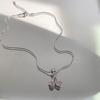 Pink Cherry Snake Bone Necklace Female Sweet and Cute Sweater Chain Light Luxury Premium Niche Design Neck Chain