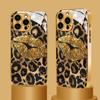 Gold Lip Leopard Print Gold Metallic Paint Glass Phone Case For iPhone 11 12 13 14 15 16 17 Pro Max 15 14 Plus 17 Air 16E Cover