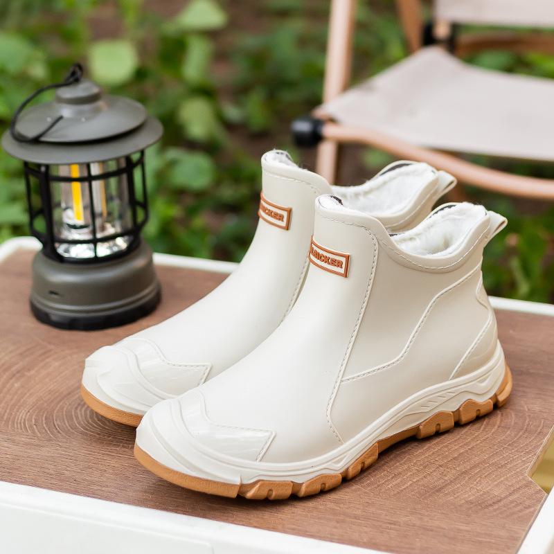 

Extra large size fleece rain boots men s short anti-slip anti-work shoes fishing warmth 36